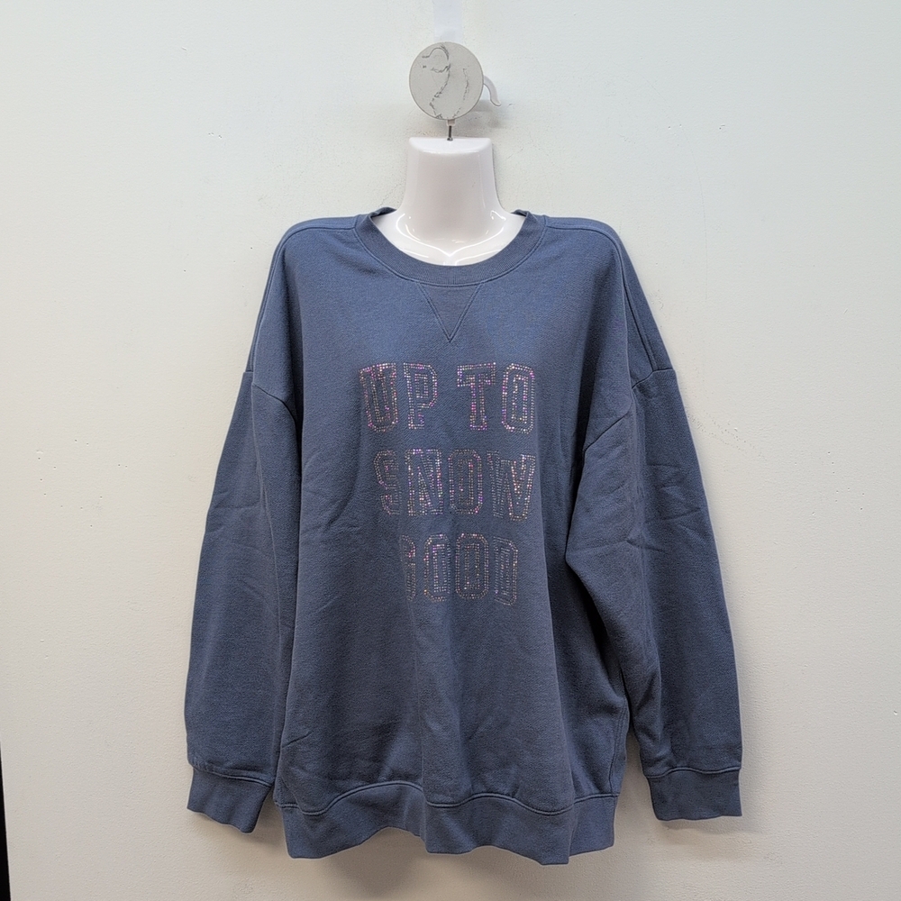 Victoria Secret Pink Campus Fleece Oversized Crew Neck Sweatshirt XL Dusty Iris